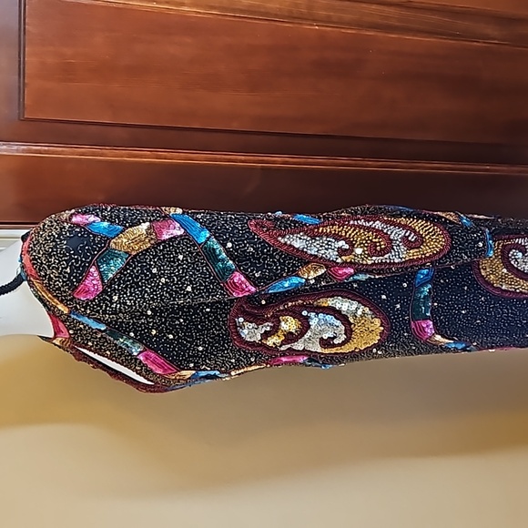 VINTAGE IN VOGUE DRESS MADE IN INDIA 8 BEADED SEQUINS 100% SILK 100% RAYON - Picture 7 of 13